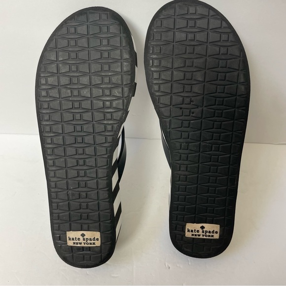 Kate Spade Rhett Platform Wedge Black/White Stripe Flip Flops Size 9 - Picture 15 of 15